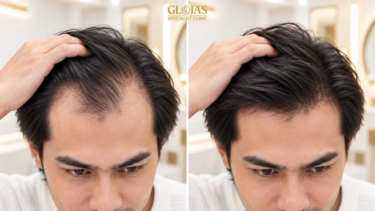 Ilustrasi prosedur long hair transplant, transplantasi rambut tanpa cukur